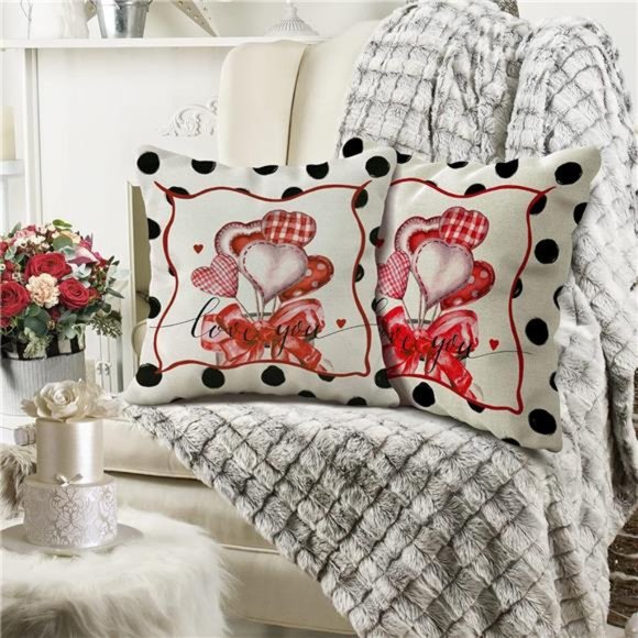 4 Pcs Valentines Day Pillow Covers 18x18 Inches Valentines Day Decor - Picture 5 of 6